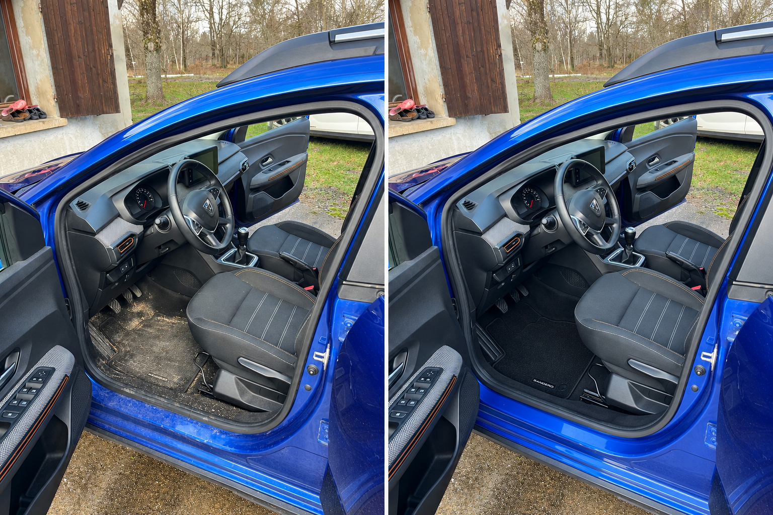 Nettoyage automobile StreetWash avant et après, intérieur du véhicule